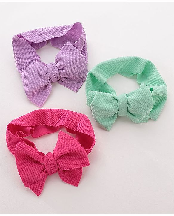 Babyhug Free Size Headbands with Bow Pack of 3 - Multicolor