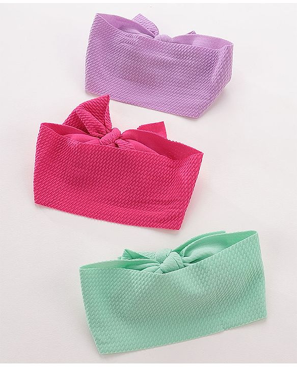 Babyhug Free Size Headbands with Bow Pack of 3 - Multicolor