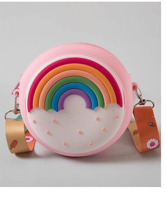 Babyhug Sling Bag  with Rainbow Print  -  Pink
