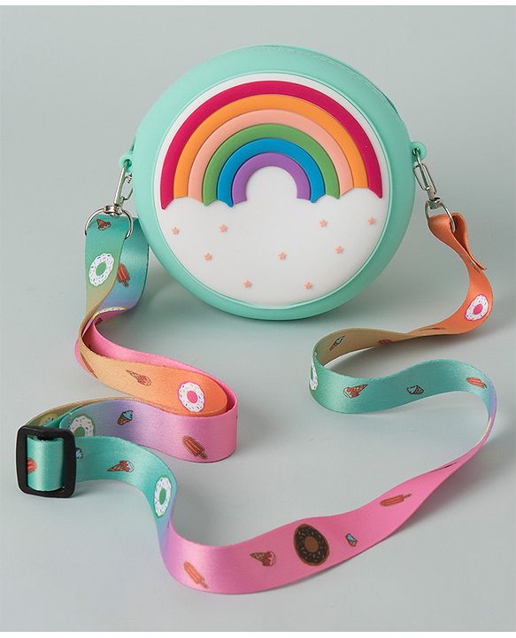 Babyhug Sling Bag  with Rainbow Print  -  Pink