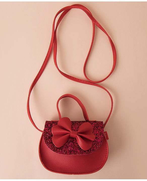 Babyhug Sling Bag With Bow Applique -  Red