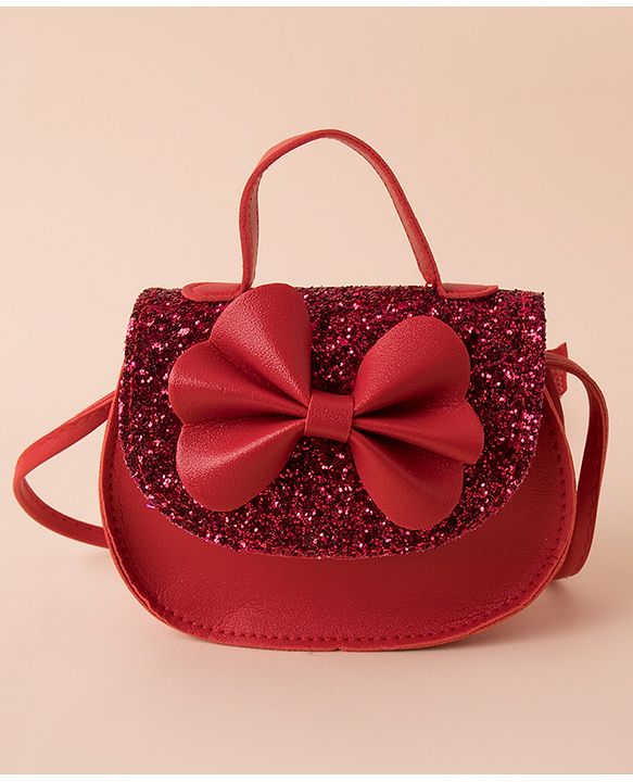 Babyhug Sling Bag With Bow Applique -  Red