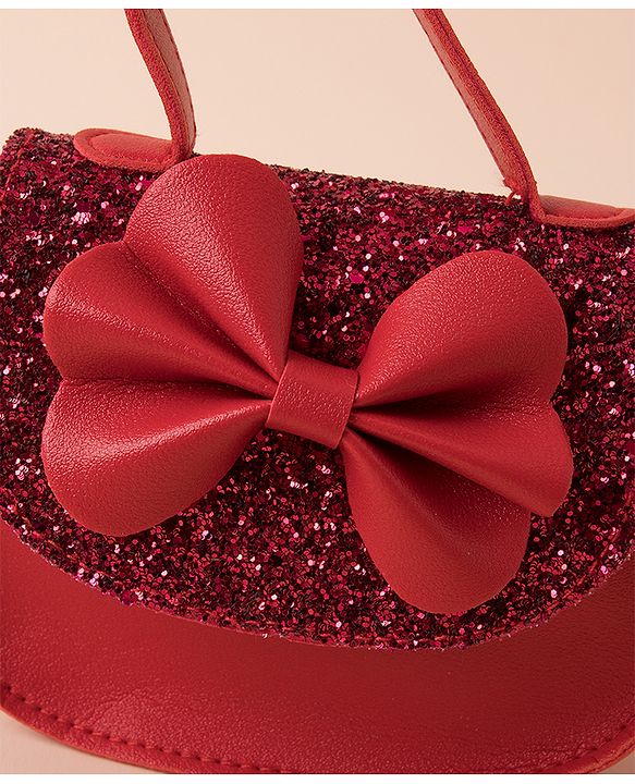 Babyhug Sling Bag With Bow Applique -  Red