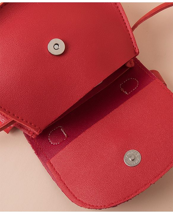 Babyhug Sling Bag With Bow Applique -  Red