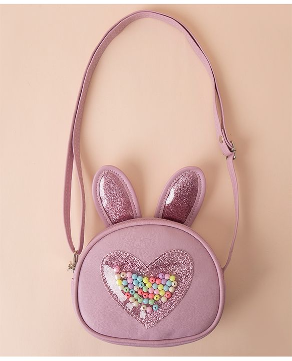 Babyhug Heart Print Sling Bag- Purple
