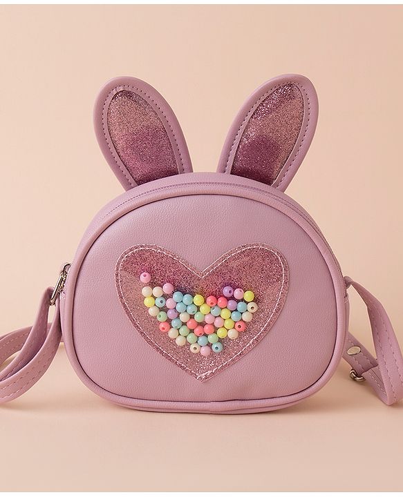 Babyhug Heart Print Sling Bag- Purple