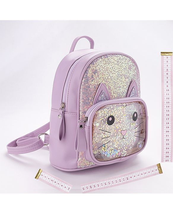 Babyhug Fashion Backpack With Kitty Face Design - Purple