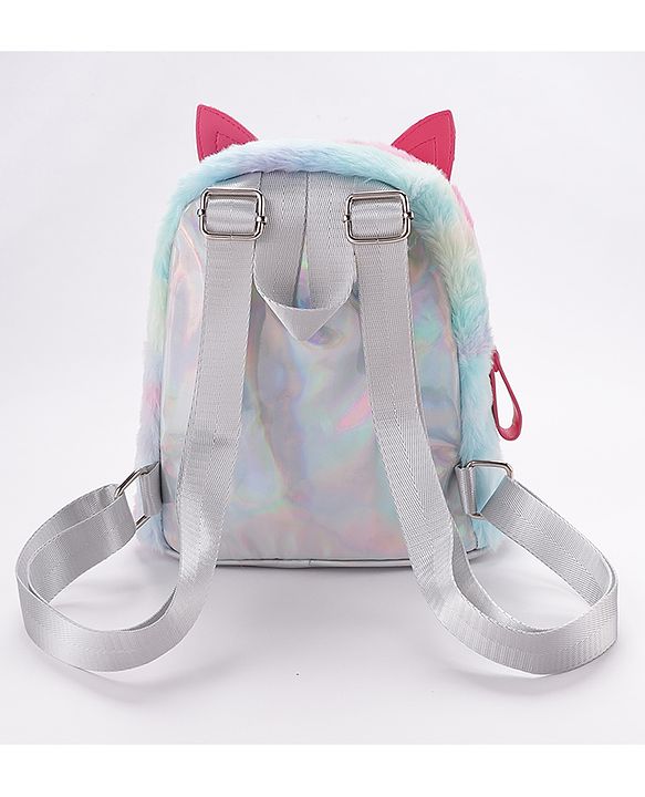 Babyhug Fashion Backpack With Kitty Face Design & Bow - Mulitcolor
