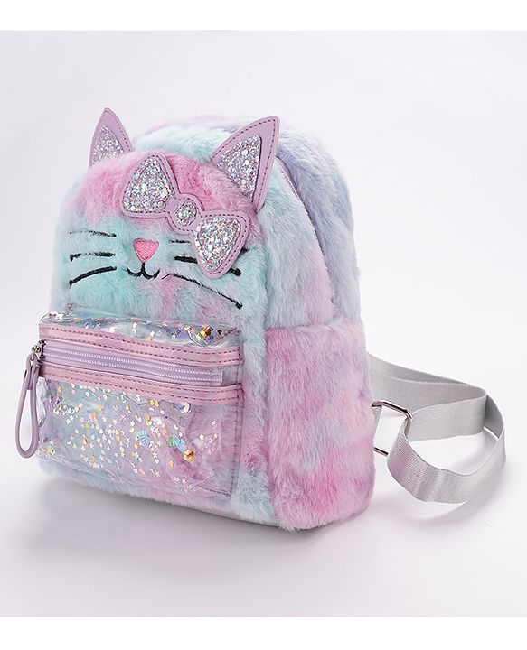 Babyhug Fashion Backpack With Kitty Face Design & Bow - Mulitcolor