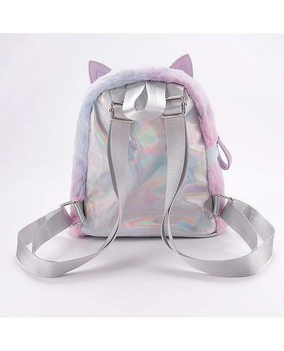 Babyhug Fashion Backpack With Kitty Face Design & Bow - Mulitcolor