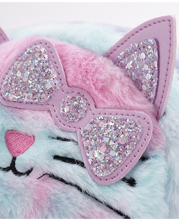 Babyhug Fashion Backpack With Kitty Face Design & Bow - Mulitcolor