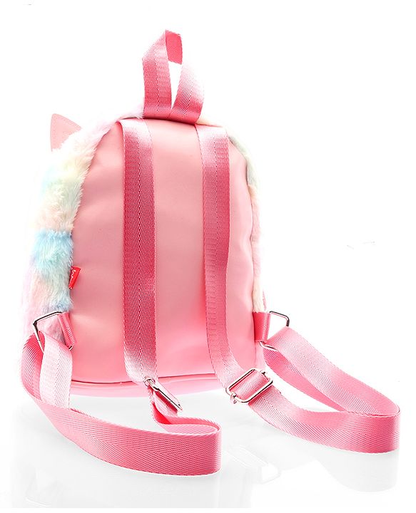 Babyhug Fashion Backpack With Kitty Face Design & Bow - Mulitcolor