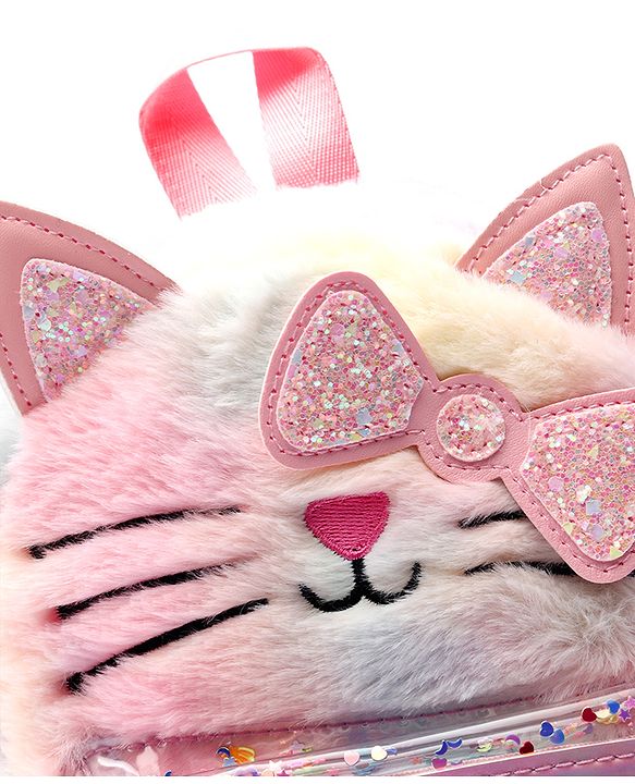 Babyhug Fashion Backpack With Kitty Face Design & Bow - Mulitcolor