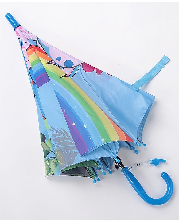 Babyhug  Umbrella  Rainbow & Unicorn  Print - Blue