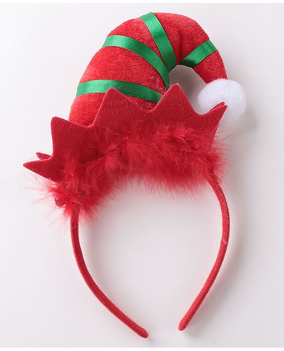 Babyhug Free Size Hair Bands With Christmas Hat Design Pack of 2- Red