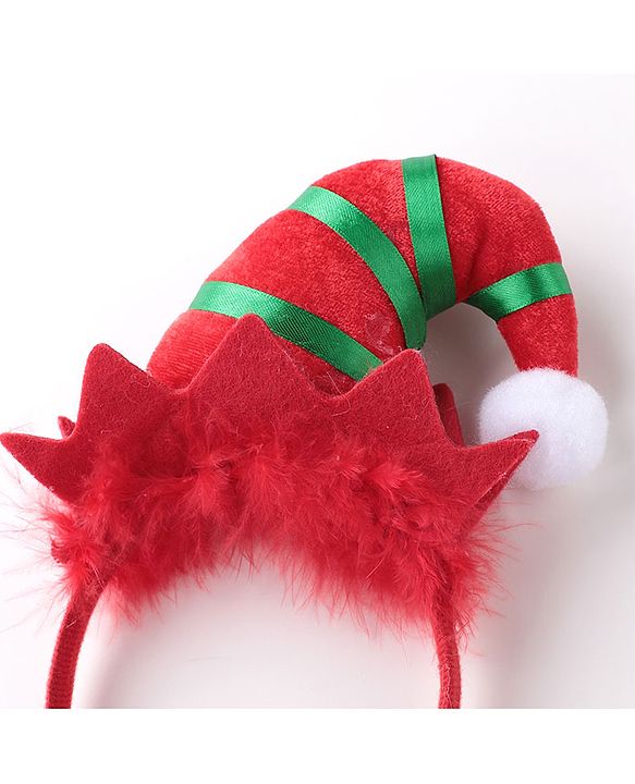 Babyhug Free Size Hair Bands With Christmas Hat Design Pack of 2- Red