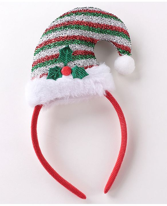 Babyhug Free Size Hair Bands With Christmas Hat Design Pack of 2- Red