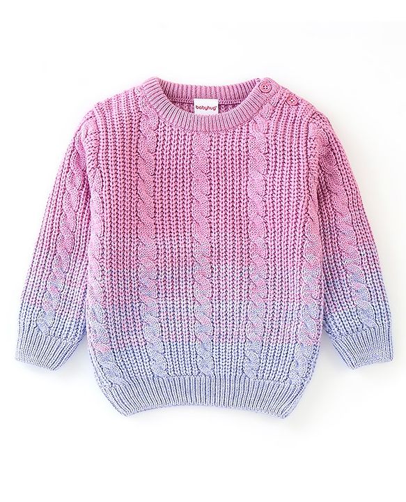 Babyhug  Full Sleeves Cable Knit Design  Pullovers - Purple