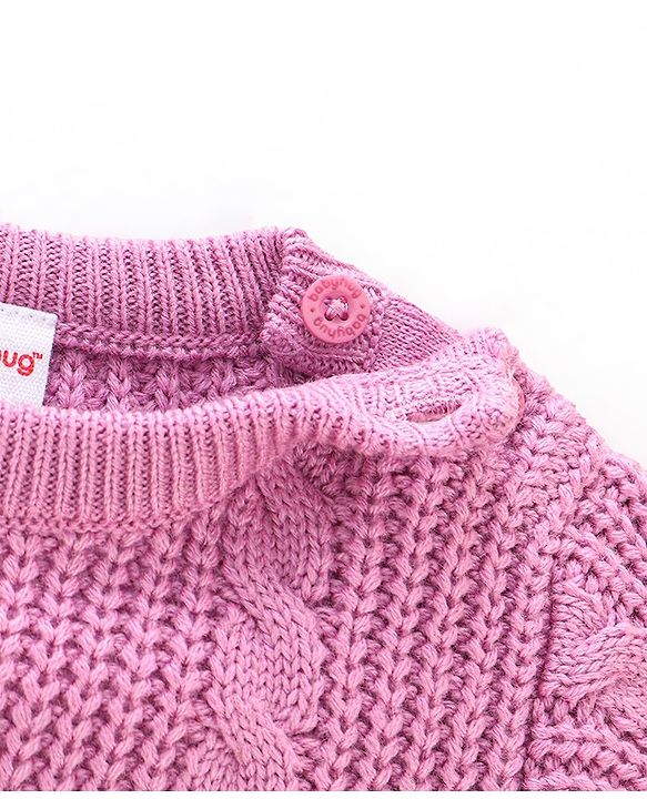 Babyhug  Full Sleeves Cable Knit Design  Pullovers - Purple