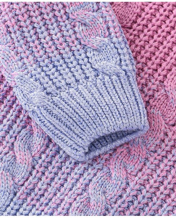 Babyhug  Full Sleeves Cable Knit Design  Pullovers - Purple