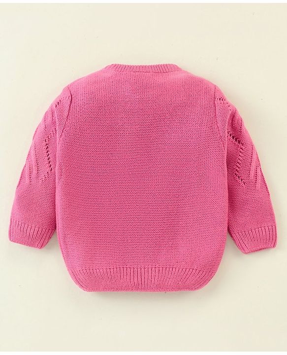 Babyhug Full Sleeves Sweater With Cable Knit Design - Fushia