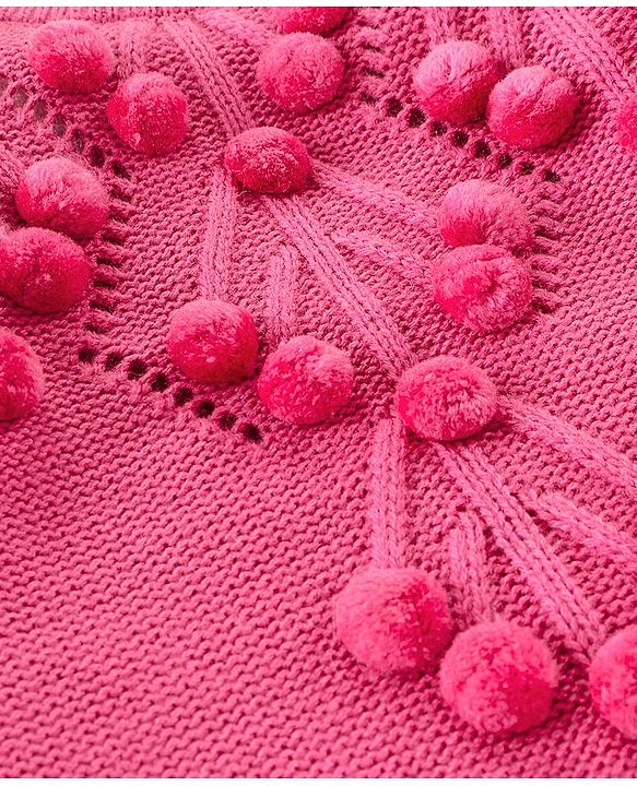 Babyhug Full Sleeves Sweater With Cable Knit Design - Fushia