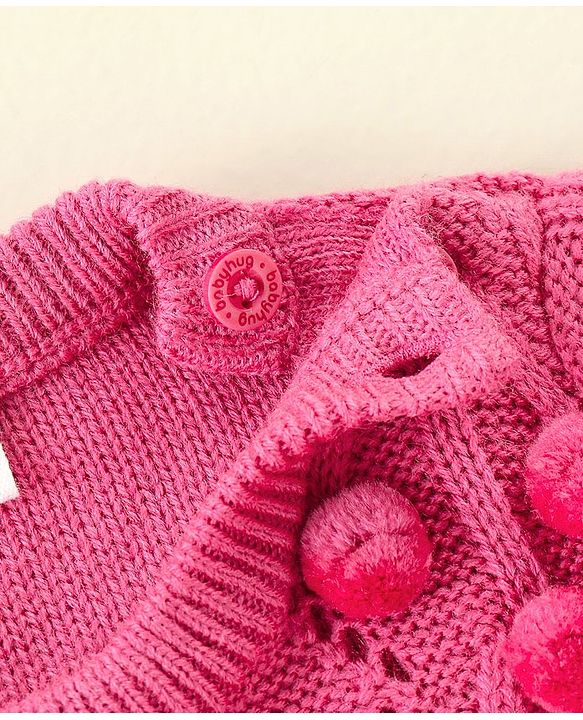 Babyhug Full Sleeves Sweater With Cable Knit Design - Fushia