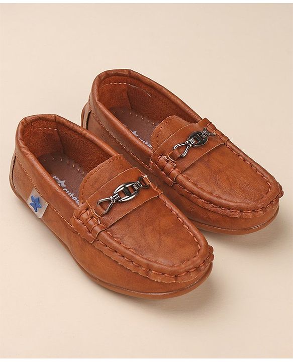 Cute Walk by Babyhug Slip On Solid Formal & Partywear Shoes with Chain Applique - Brown