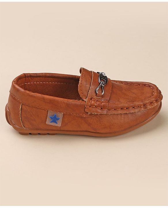 Cute Walk by Babyhug Slip On Solid Formal & Partywear Shoes with Chain Applique - Brown