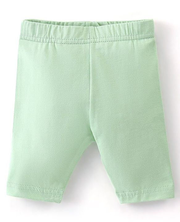 Babyhug Cotton Single Jersey Knit Capri Length Leggings Floral Print Pack of 3 - Green Pink & Yellow
