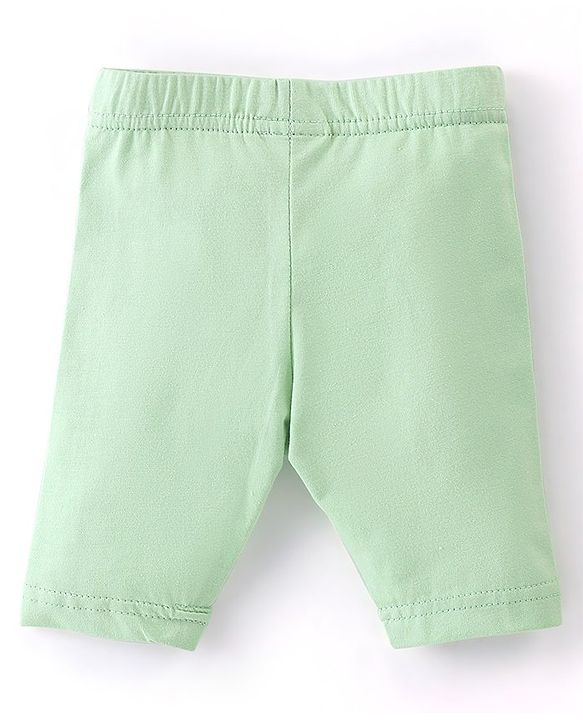 Babyhug Cotton Single Jersey Knit Capri Length Leggings Floral Print Pack of 3 - Green Pink & Yellow