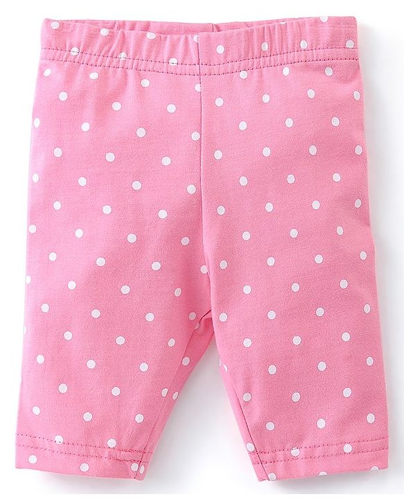 Babyhug Cotton Single Jersey Knit Capri Length Leggings Floral Print Pack of 3 - Green Pink & Yellow