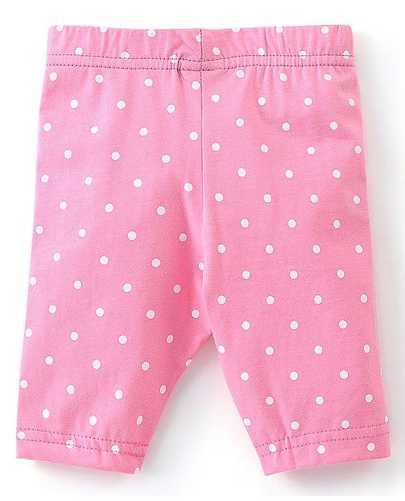 Babyhug Cotton Single Jersey Knit Capri Length Leggings Floral Print Pack of 3 - Green Pink & Yellow