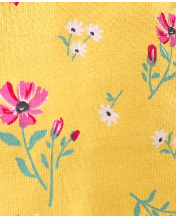 Babyhug Cotton Single Jersey Knit Capri Length Leggings Floral Print Pack of 3 - Green Pink & Yellow