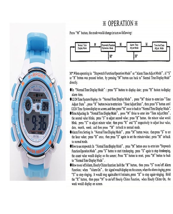 Pine Kids  Free Size Digital Watch- Blue