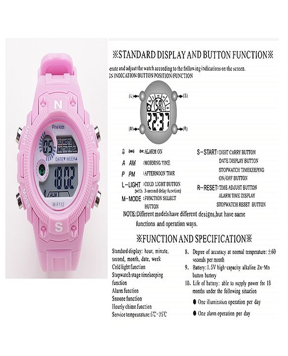 Pine Kids  Free Size Digital Watch - Pink