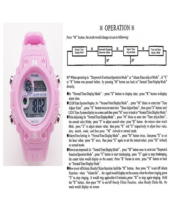 Pine Kids  Free Size Digital Watch - Pink
