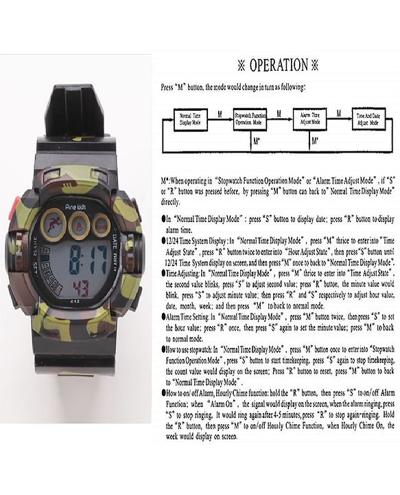 Pine Kids  Free Size Digital Watch - Black