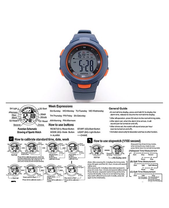 Pine Kids  Free Size Digital Watch - Navy Blue