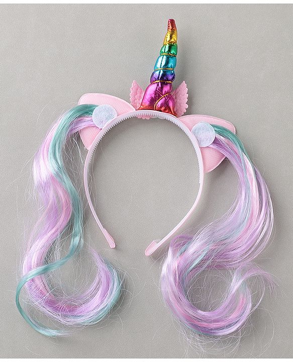 Babyhug Hair Band With Extensions With Unicorn Applique - Muliticolor