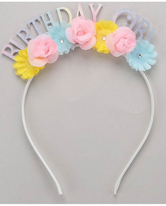Pine Kids Free Size Birthday Girl Hair Band with Flowers - Multicolor