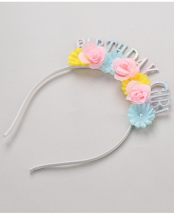 Pine Kids Free Size Birthday Girl Hair Band with Flowers - Multicolor