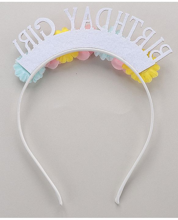 Pine Kids Free Size Birthday Girl Hair Band with Flowers - Multicolor