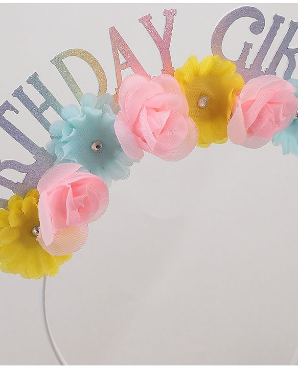 Pine Kids Free Size Birthday Girl Hair Band with Flowers - Multicolor
