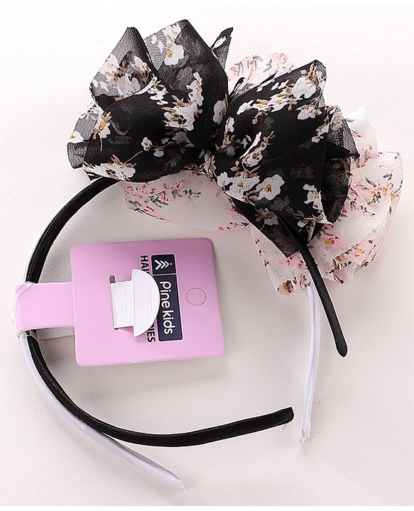 Babyhug Free Size Hair Bands with Bow Applique Pack of 2 -Black & White