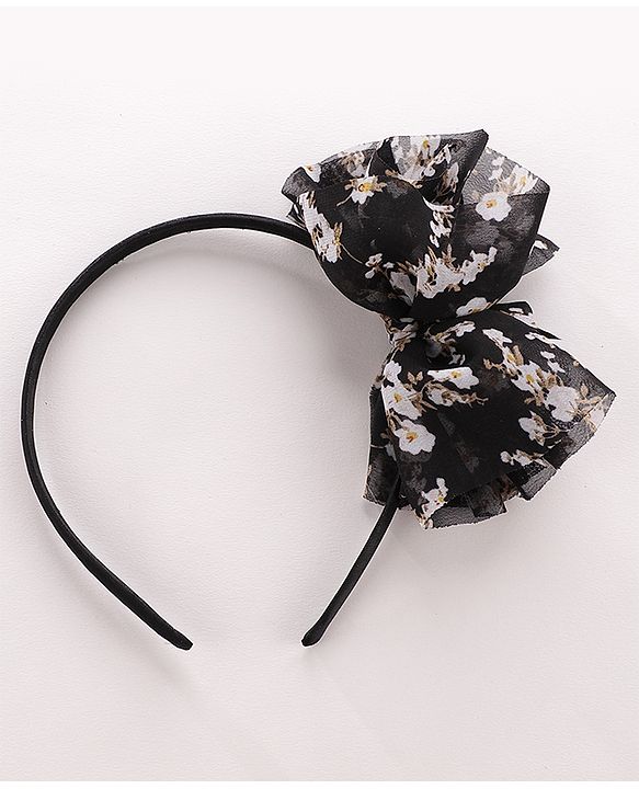 Babyhug Free Size Hair Bands with Bow Applique Pack of 2 -Black & White