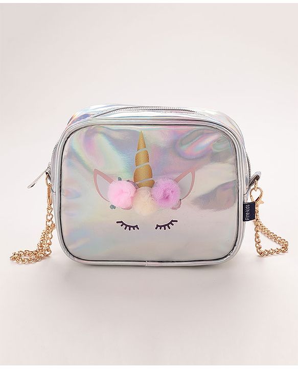 Pine Kids Unicorn Design Sling Bag - Silver