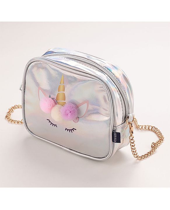 Pine Kids Unicorn Design Sling Bag - Silver