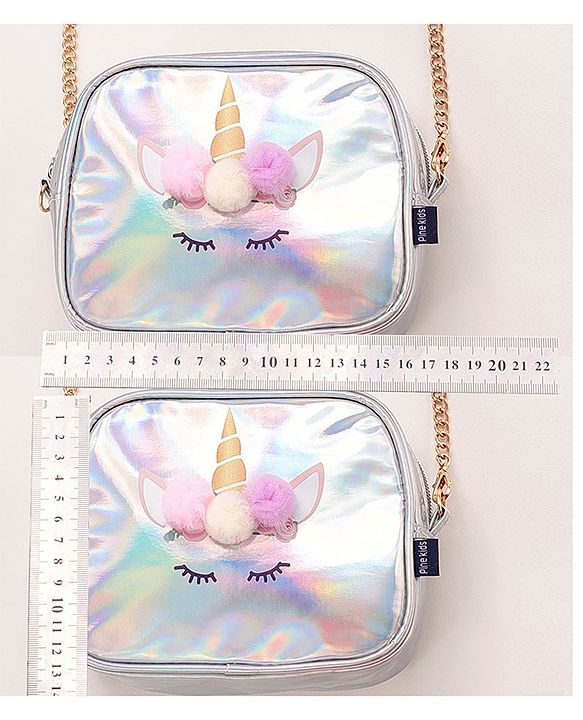 Pine Kids Unicorn Design Sling Bag - Silver