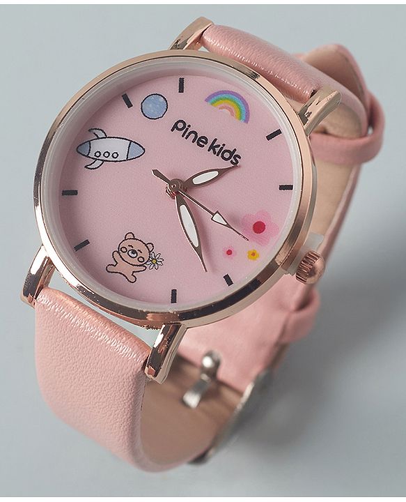 Pine Kids  Free Size Analog Watch with Rainbow Print - Pink